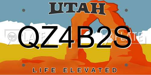 QZ4B2S Utah License Plate