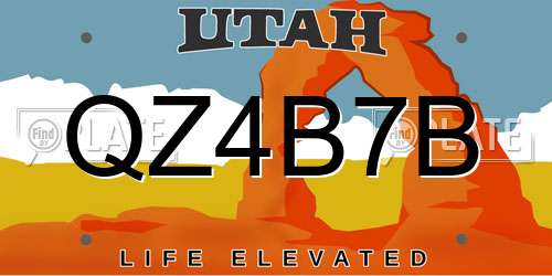 QZ4B7B Utah License Plate