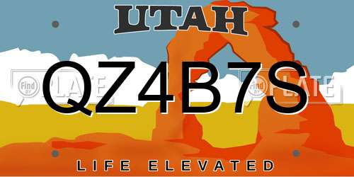 QZ4B7S Utah License Plate