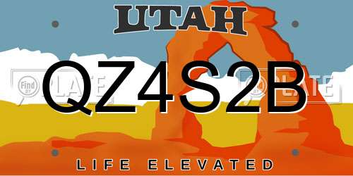 QZ4S2B Utah License Plate