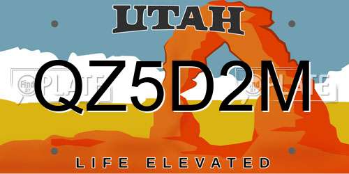 QZ5D2M Utah License Plate