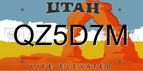 QZ5D7M Utah License Plate