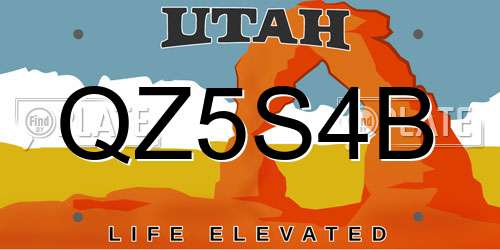 QZ5S4B Utah License Plate