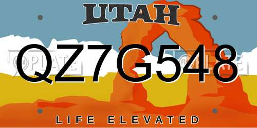 QZ7G548 Utah License Plate