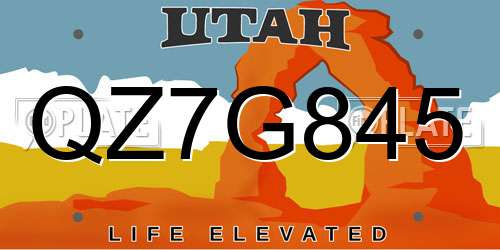 QZ7G845 Utah License Plate