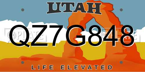 QZ7G848 Utah License Plate