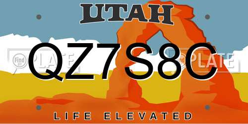 QZ7S8C Utah License Plate