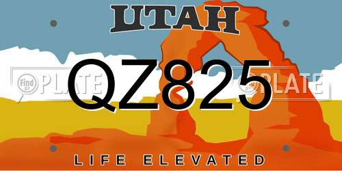 QZ825 Utah License Plate