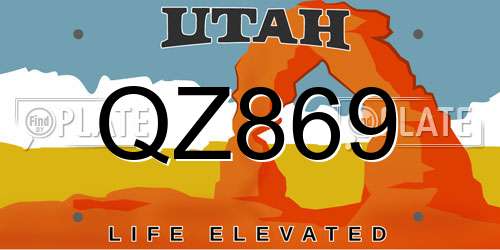 QZ869 Utah License Plate