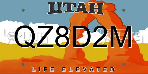QZ8D2M Utah License Plate