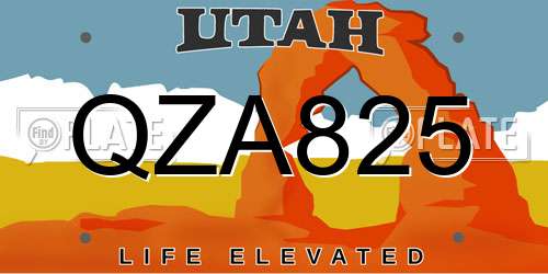 QZA825 Utah License Plate