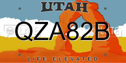QZA82B Utah License Plate