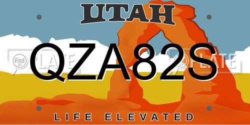 QZA82S Utah License Plate