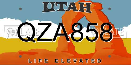 QZA858 Utah License Plate
