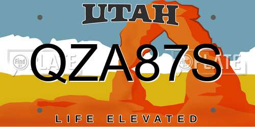 QZA87S Utah License Plate