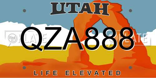 QZA888 Utah License Plate