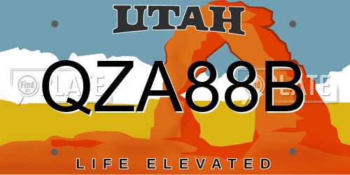 QZA88B Utah License Plate