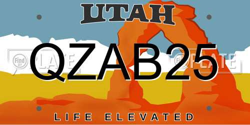 QZAB25 Utah License Plate