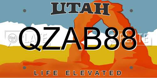 QZAB88 Utah License Plate