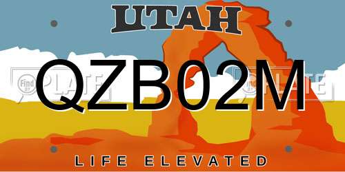 QZB02M Utah License Plate