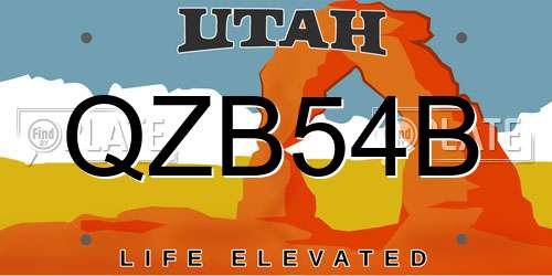 QZB54B Utah License Plate