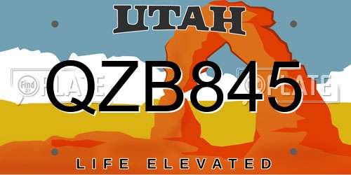 QZB845 Utah License Plate