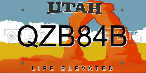 QZB84B Utah License Plate