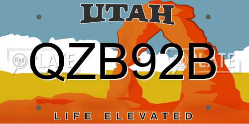 QZB92B Utah License Plate