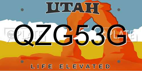 QZG53G Utah License Plate