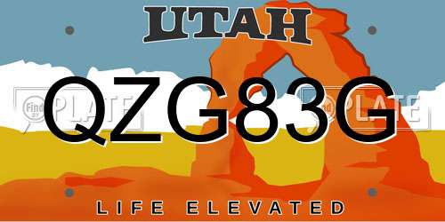 QZG83G Utah License Plate