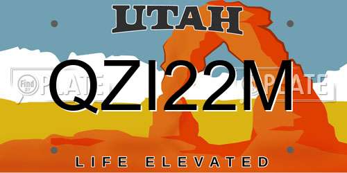 QZI22M Utah License Plate