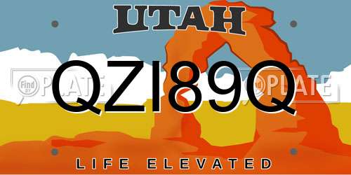 QZI89Q Utah License Plate