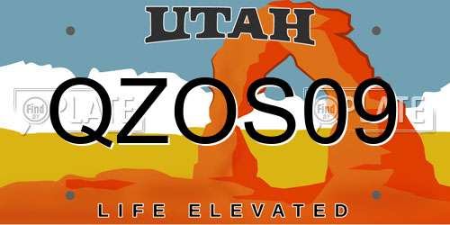 QZOS09 Utah License Plate