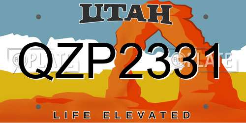 QZP2331 Utah License Plate