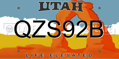 QZS92B Utah License Plate