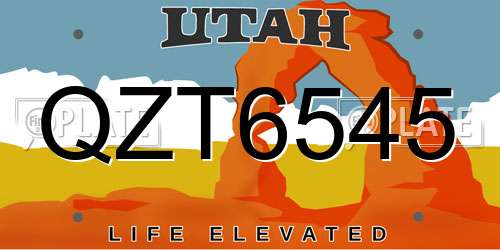 QZT6545 Utah License Plate
