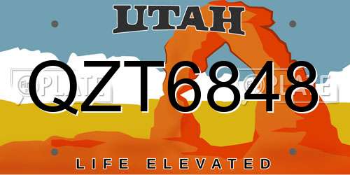 QZT6848 Utah License Plate