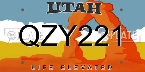 QZY221 Utah License Plate