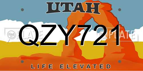 QZY721 Utah License Plate