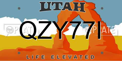 QZY77I Utah License Plate