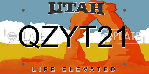 QZYT21 Utah License Plate