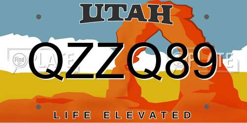 QZZQ89 Utah License Plate