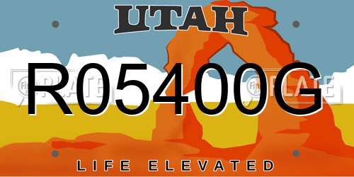 R05400G Utah License Plate