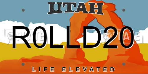 R0LLD20 Utah License Plate
