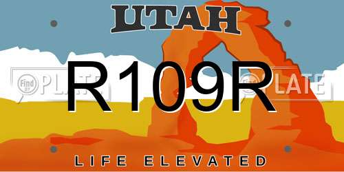 R109R Utah License Plate