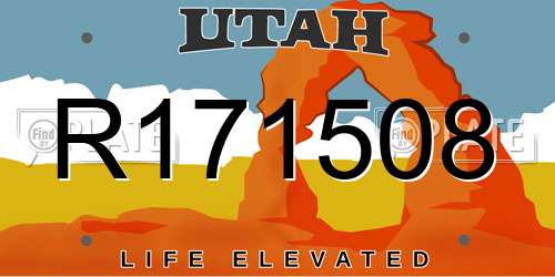 R171508 Utah License Plate