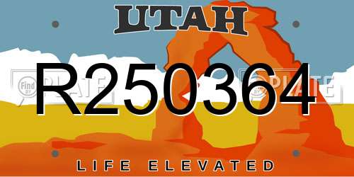 R250364 Utah License Plate