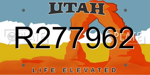 R277962 Utah License Plate