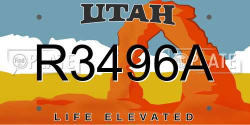 R3496A Utah License Plate