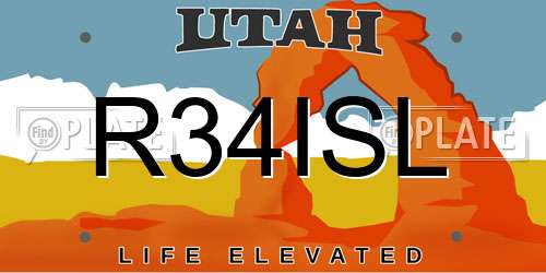 R34ISL Utah License Plate